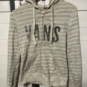 Vans Cream and Grey Zip Up Hoodie